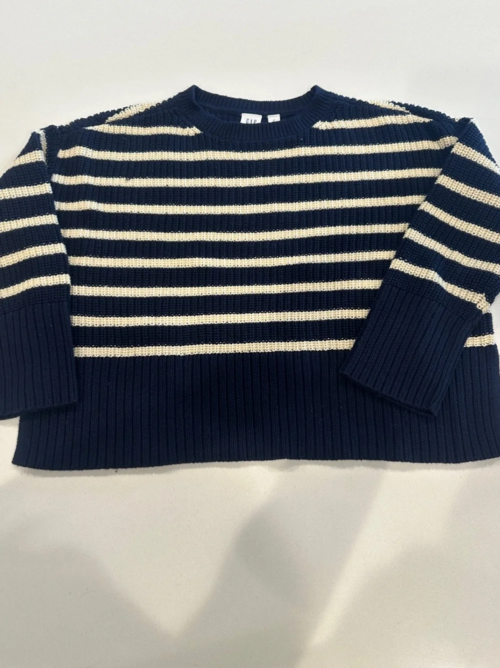 Gap Kids Striped Navy and Cream Knit Sweater